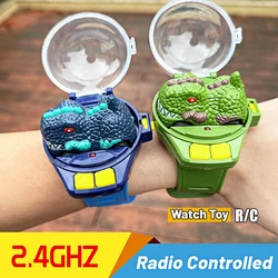 2.4G Watch Small RC Tank Car Toys For Boys Carro Controle Remote Cartoon Dinosaur Charging Mini RC Car Vehicle For Children Gift