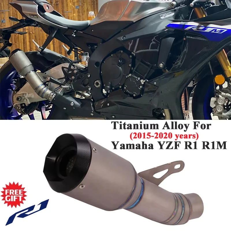 Slip On For Yamaha YZF R1 2019 R1M 2015 - 2020 Titanium Alloy Motorcycle Exhaust Pipe Escape Modified Middle Link Pipe Muffler