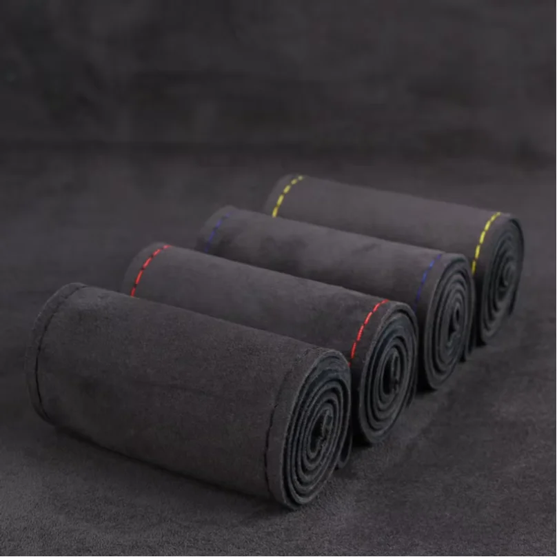 DIY Hand Sewing Car Steering Wheel Cover Universal 38cm Suede Leather Auto Steering Wheel Braid Durable Car Accessories