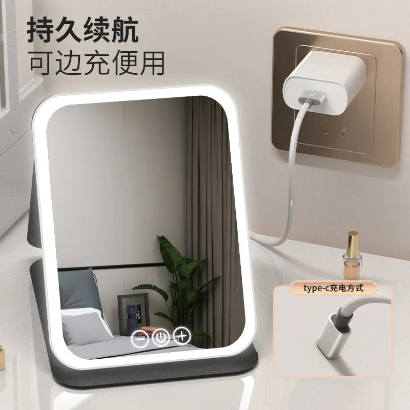 folding makeup mirror, smart home desktop portable with light, makeup mirror for student dormitories, makeup fill light mirror