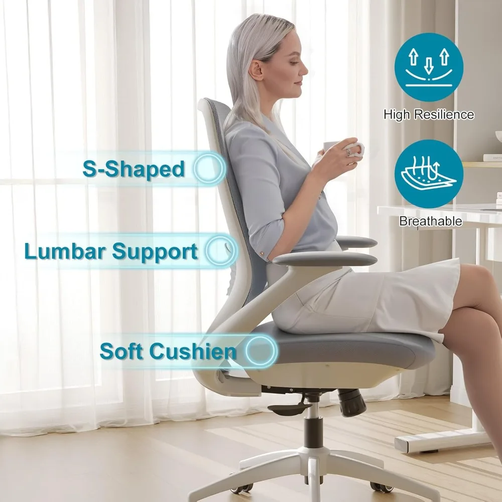 Executive Office Chair with Adjustable Arms Home Office Desk Chair with 3-Level Tilt Backrest and Swivel Rolling Compu