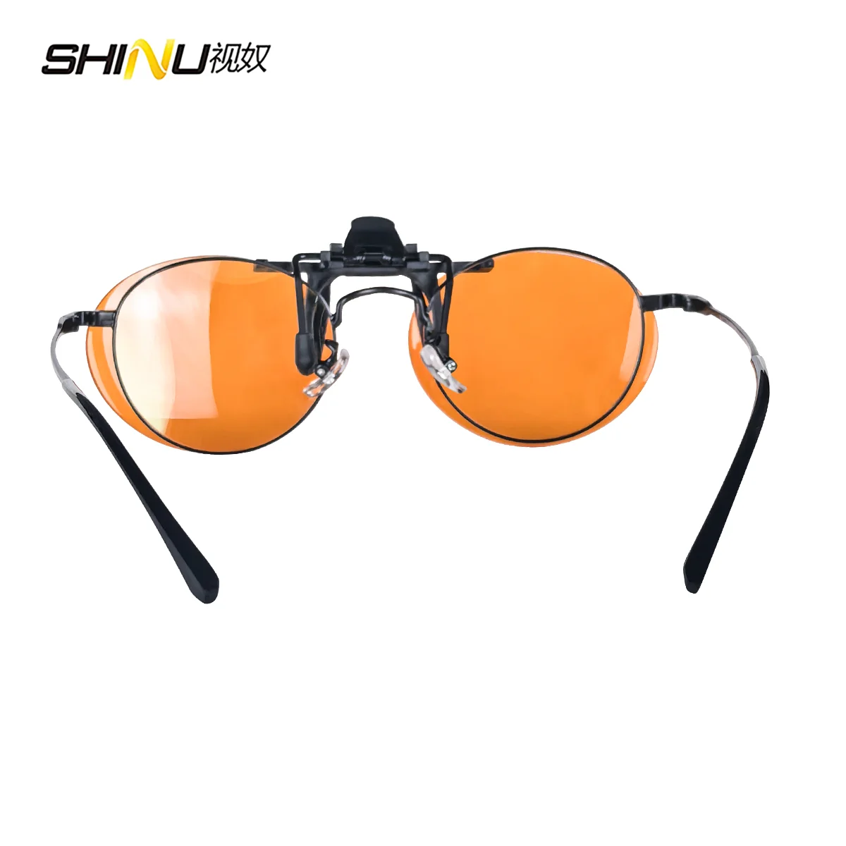 SHINU Rote Linsen-Clip-On-Brille zum Schlafen besser, runde orangefarbene Linse für Spiele oder Arbeiten, gelbe Linsen, Nachtsicht zum Fahren – Detail 10