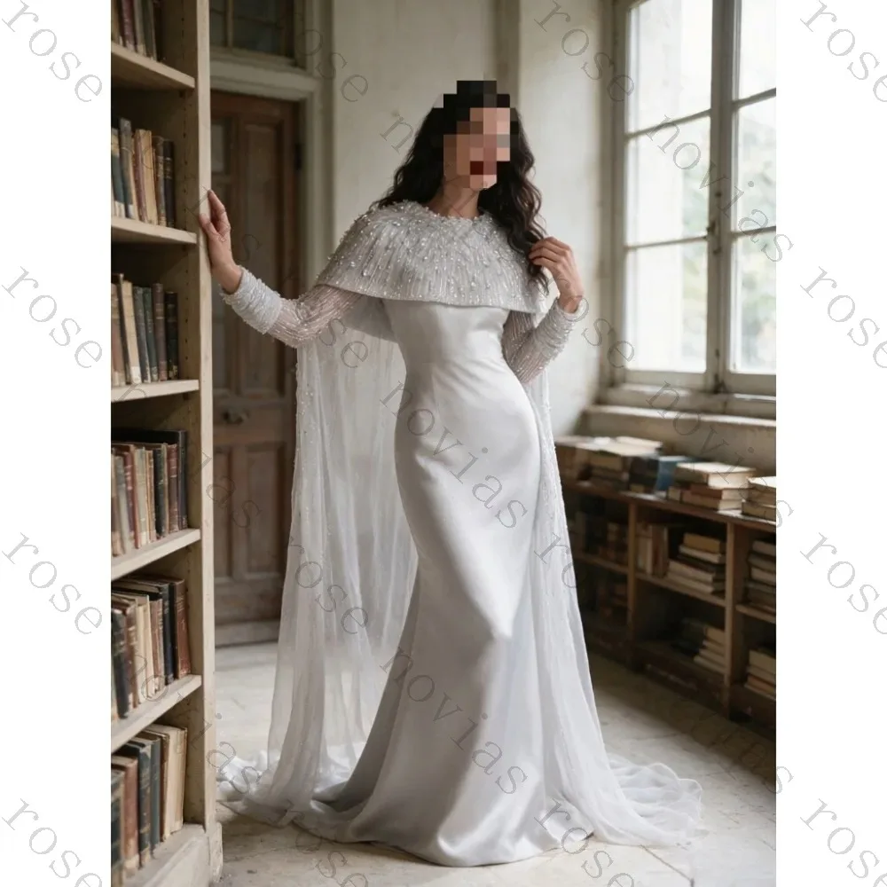 Customized Bohemian Deep V-neck Long Sleeved Lace Wedding Dresses A-line Chiffon High Waisted Bridal Gown Suitable for Gardens