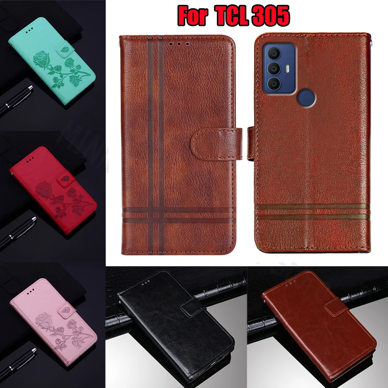 TCL305 Coque Cover For TCL 305 Case Flip Magnetic Card Stand Leather Wallet Phone Protective Book On For TCL 6102D Case Bag