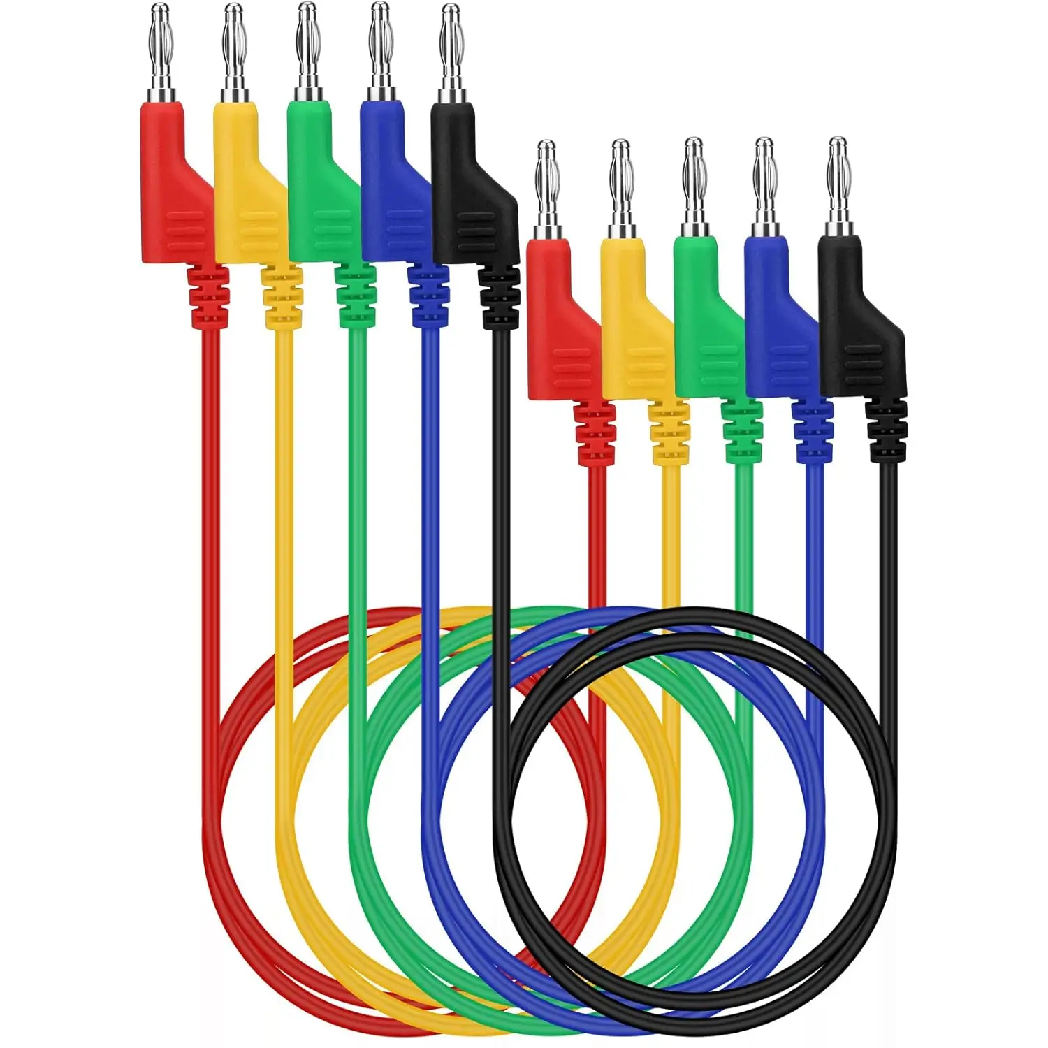 1m p1036 5 peças 4mm plugue banana de cobre para plugue banana multímetro teste leva cabo de pvc macio fio 1000v 15a