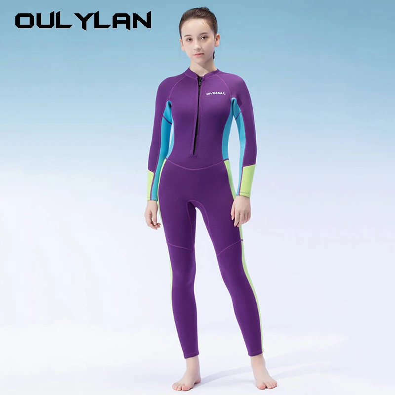 

Scratch resistant Youth Teens 2.5mm Neoprene Wetsuit Thermal One Piece Full Body Front Zip Swimsuit Protection Kids Girls