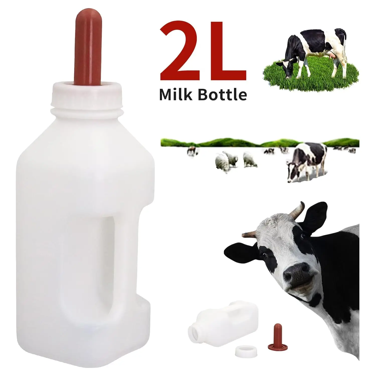 2L Kalb Milch Feeder Flasche Mit Nippel Kalb Lamm Milch Flasche Rinder Melken Fütterung Ersatz Trinker Vieh Versorgung Werkzeuge – Detail 3