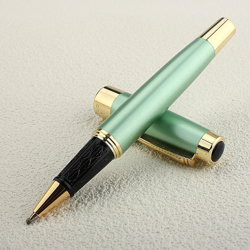 Green 8025 Chinese Metal Roller Ball Pen, 0.5MM Nib with Chinese Painting Design Dragon Clip, Smooth Writing Ball Pen