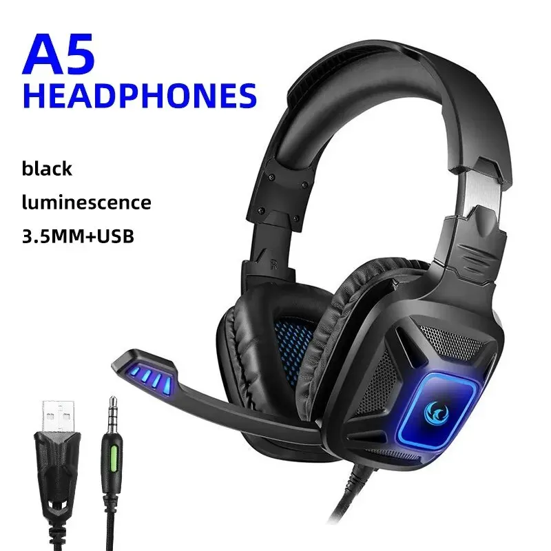 1PC Gaming Headset Experience Immersive Audio With Mic LED Lights Soft Memory Earmuffs Headphone