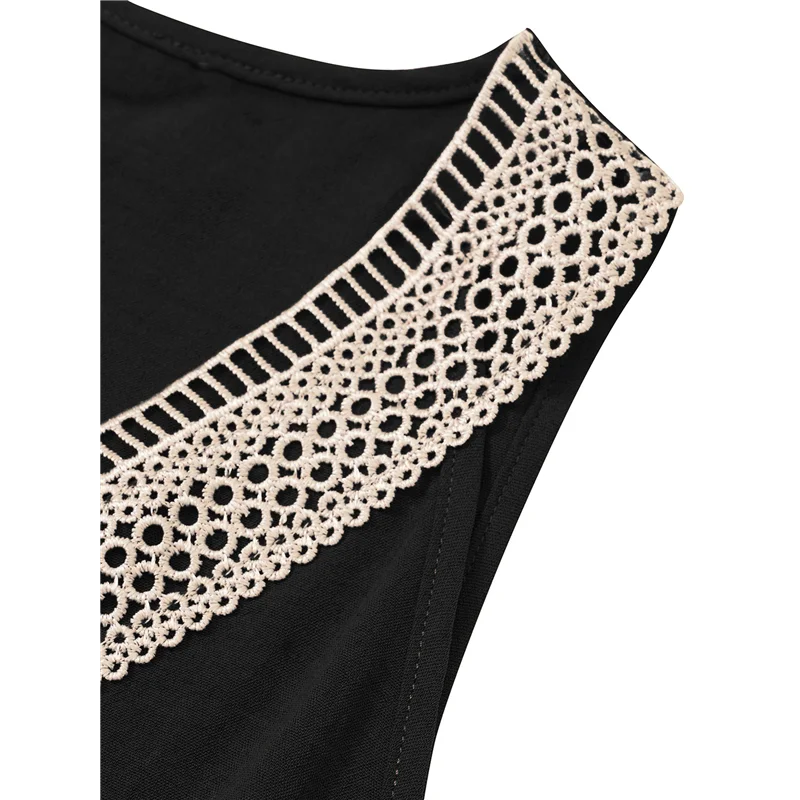 حار Kf-المرأة الصيف بلا أكمام الخامس الرقبة عادية مربوط اقتصاص بذلة مع جيوب عطلة كروز بحر 2025