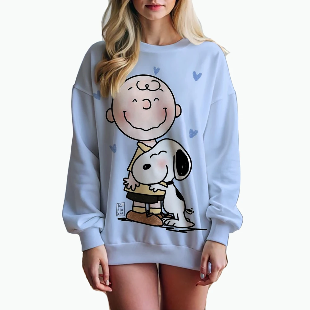 Woman\'s Hoodie New Autumn/Winter Fashions Y2k Snoopy Cartoon Print Sweatshirts Round Neck Coat Loose Long Sleeve Miniso Sanlio