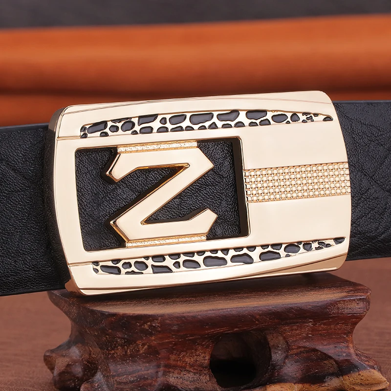 High Quality Z letter slide buckle men designer belts luxury famous brand full grain leather 3.3cm Cowboys casual Waistband