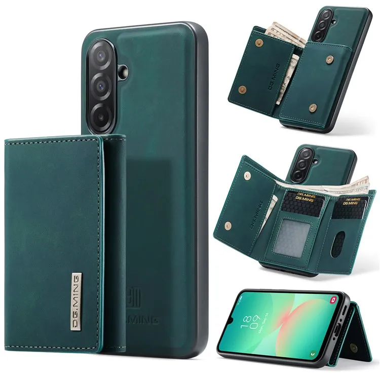 

DG.MING M1 Series for Samsung Galaxy A26 5G Case Kickstand PU Phone Cover with Detachable Wallet - Green