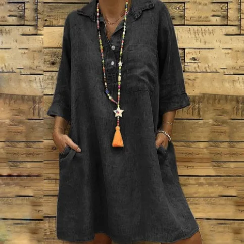 Sukienka damska 2025 lato gorąca europejska i amerykańska plus size sukienka z rękawem siedem czwartych