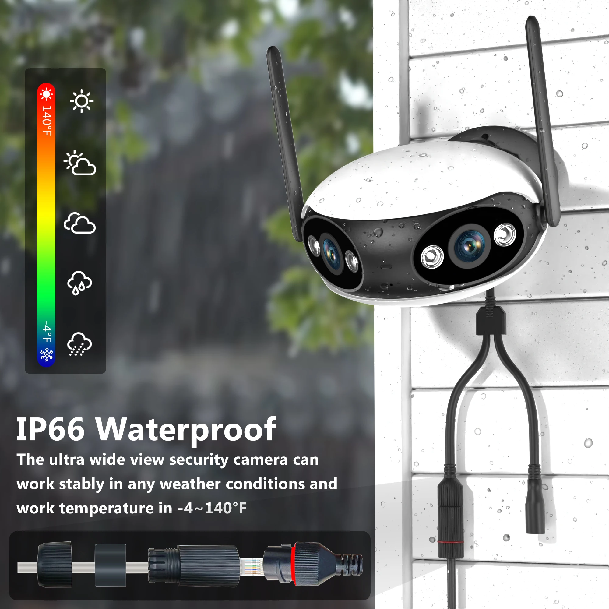 Gadinan-Caméra de surveillance extérieure PTZ IP WiFi HD 4MP/180 °, dispositif de sécurité sans fil, avec n'aime x4, audio bidirectionnel et lentille touriste, iCSee