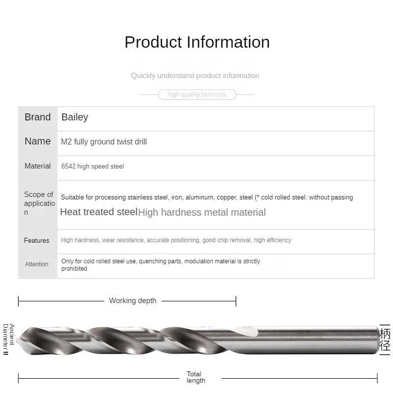 Perceuse hélicoïdale à tige droite entièrement rectifiée de précision, série M2, spéciale pour frapper l'aluminium, le métal, la tôle de fer, 10mm