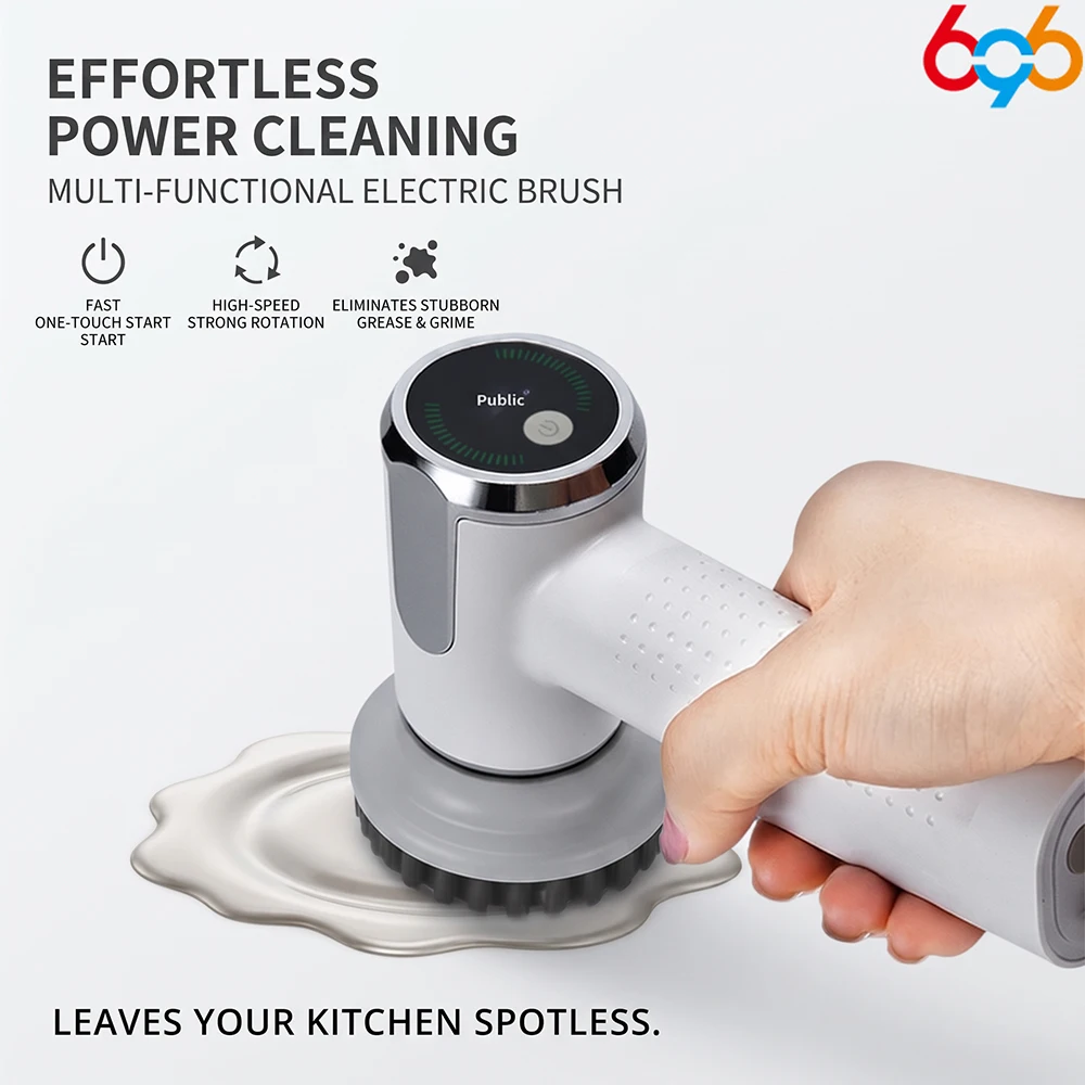 Wireless Handheld Electric Scrubber Household Multi Cleaner High Torque Interchangeable Brush Heads 3000mAh Rechargeable Battery
