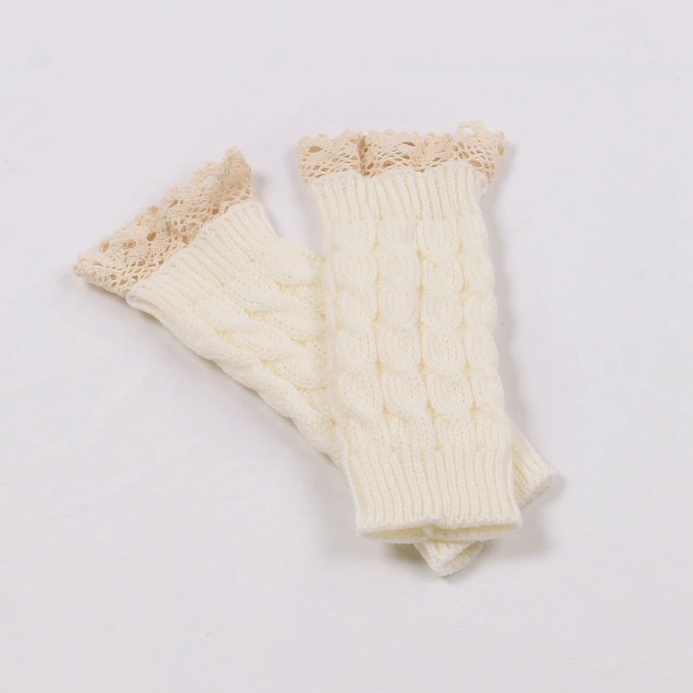 Lace Fingerless Gloves Women's Gloves Winter Warm Cute Student Writing Typing Half Finger Acrylic Knitted Glove Mittens