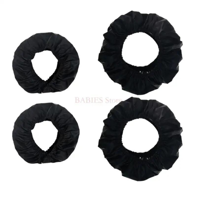 C9GB Wheel Cover for Baby Prams, Pack of 4pcs Strollers Wheel Dustproof Protector Sleeve Case Simple Installation Black