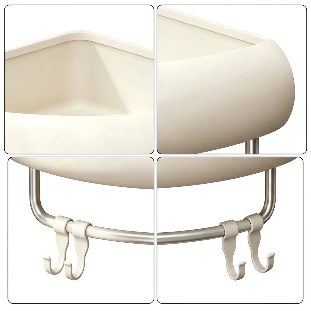For Renters And Apartments Aluminum Shower Organizer Bathroom Corner Rack For Organizing Bath Essentials White