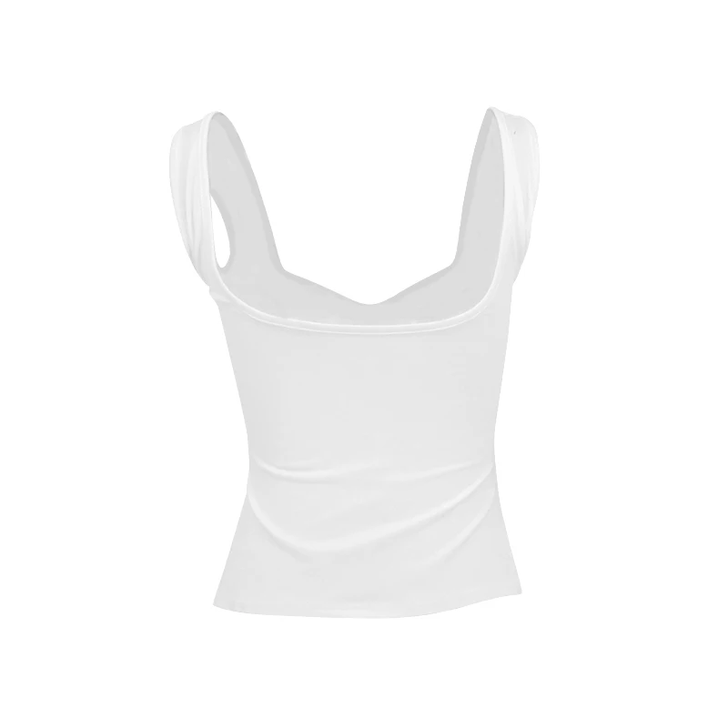 Summer Sexy Tank Tops Women Crop Top White Sleeveless Split Slim Streetwear Casual V-Neck Solid Basic Backless Camisole Female