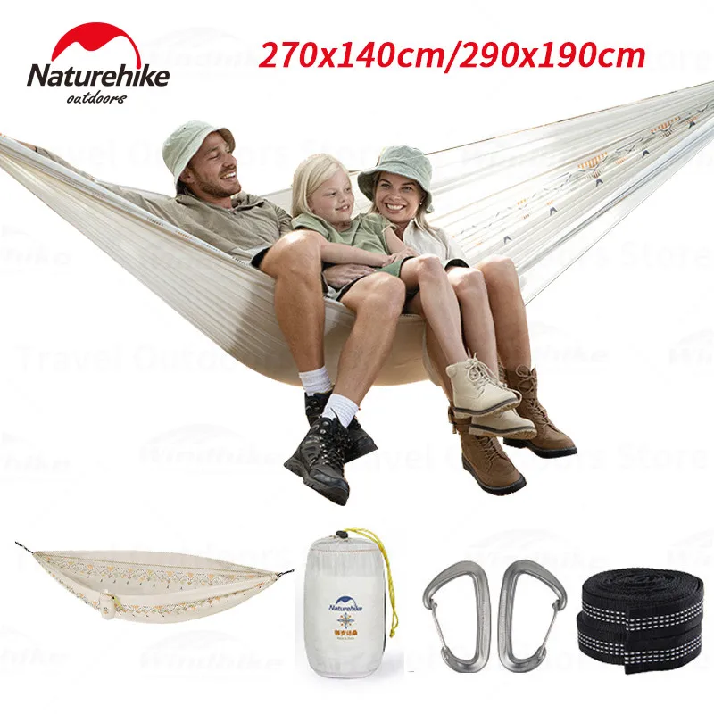 

Naturehike 630g Ultralight Camping Hammock Quick Adjustment Rope Portable Outdoor 1-2 Persons Anti-Rollover Swing 210Kg Bearing