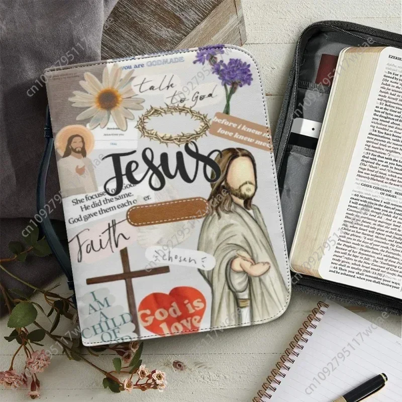 

Be Strong and Courageous Joshua Bible Verse Print Pretty Ladies Bible Cover High Quality Handle Bible Bags Jesus Pattern Bag