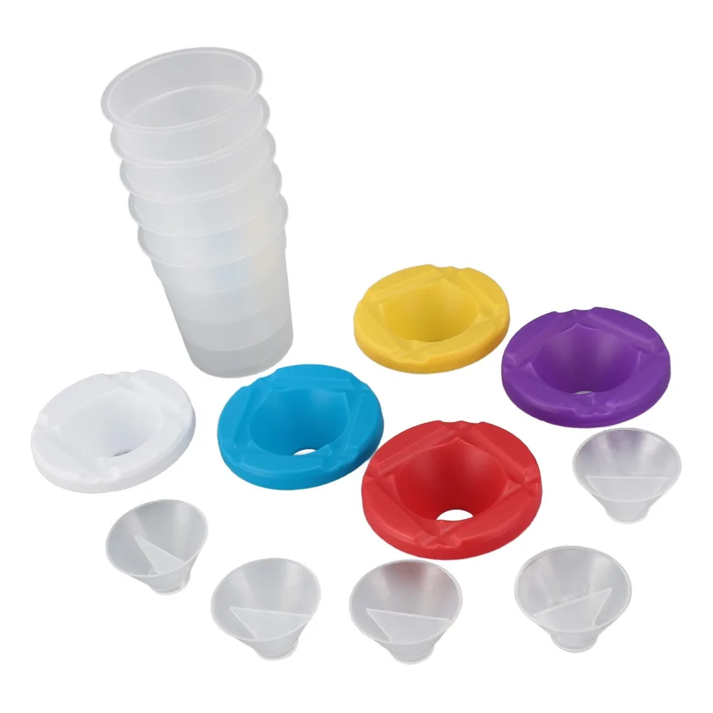 5pcs Colored Lids Spill Proof Paint Cups Flip Open Lids Multipurpose Design Paint Containers Pen Washing Cup Arts And Crafts