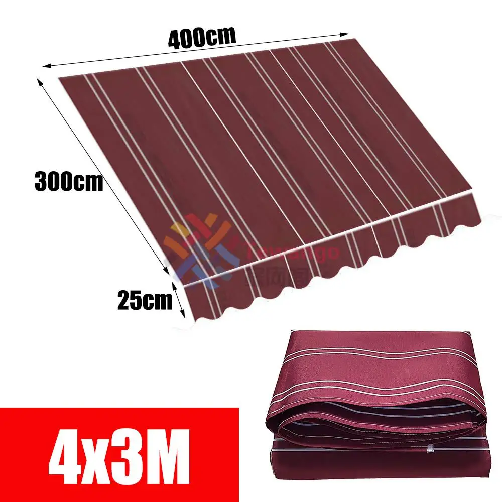 NONE Burgunder weiße Streifen Markise Ersatz Stoff Toldo Tewango Baldachin Pavillon Garten Sonnenschutz Schutz 300gsm Shop Banner 7