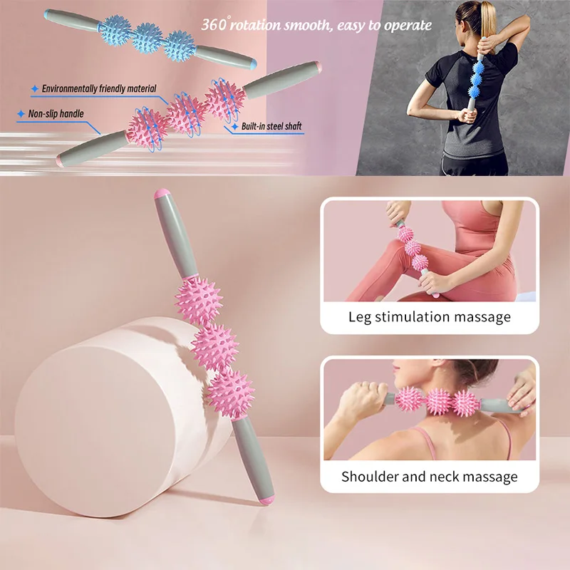 

Yoga Massage Stick Yoga Fitness Spiny Ball Muscles Massage Stick Calves Thighs Quadriceps Arm Forearm Relaxation Artifact Roller