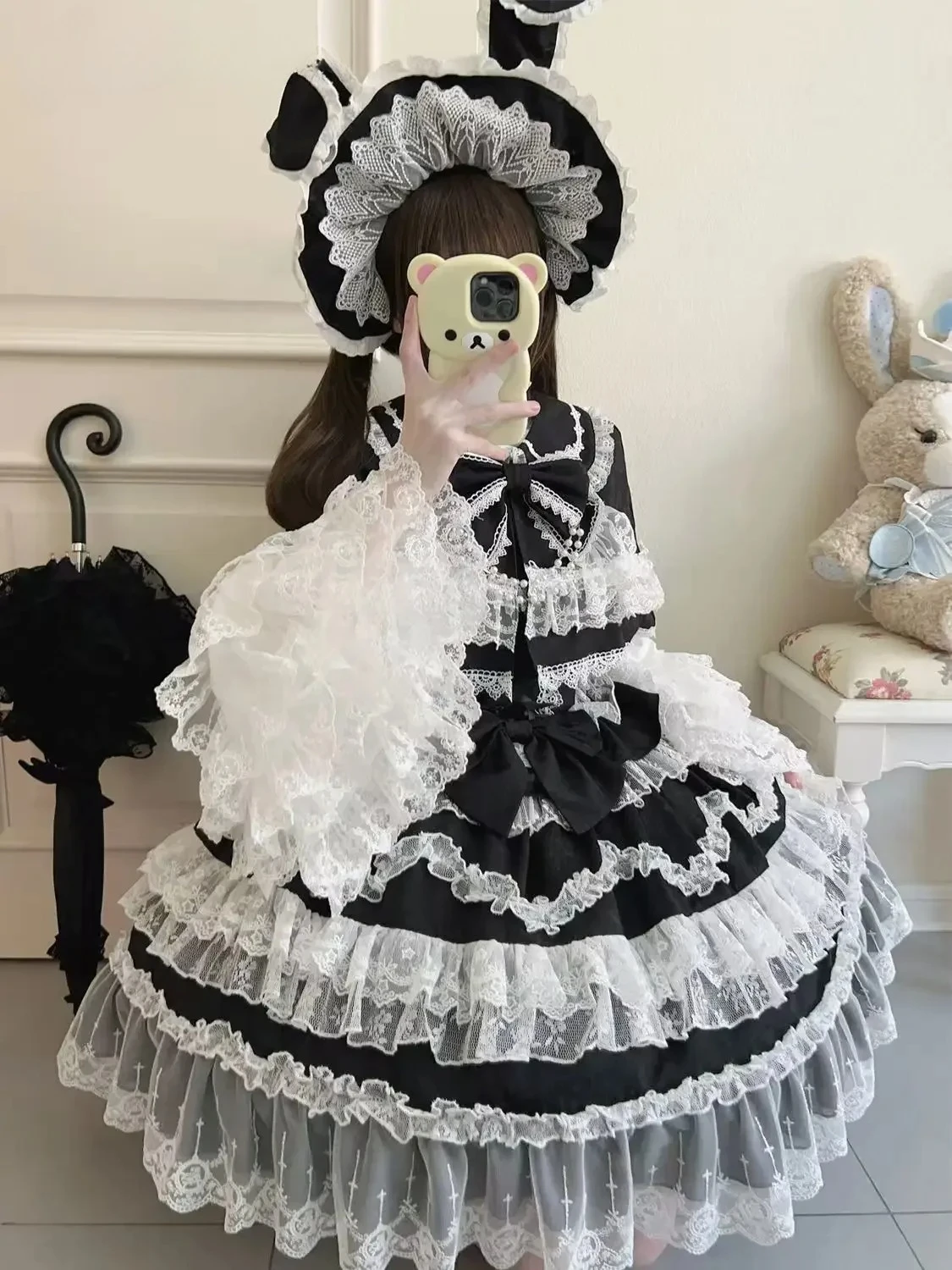 オリジナルロリータドレスケープセット新作春秋スウィートガールレースプリンセス Jsk ケーキドレス妖精サスペンダードレスシャツ衣装