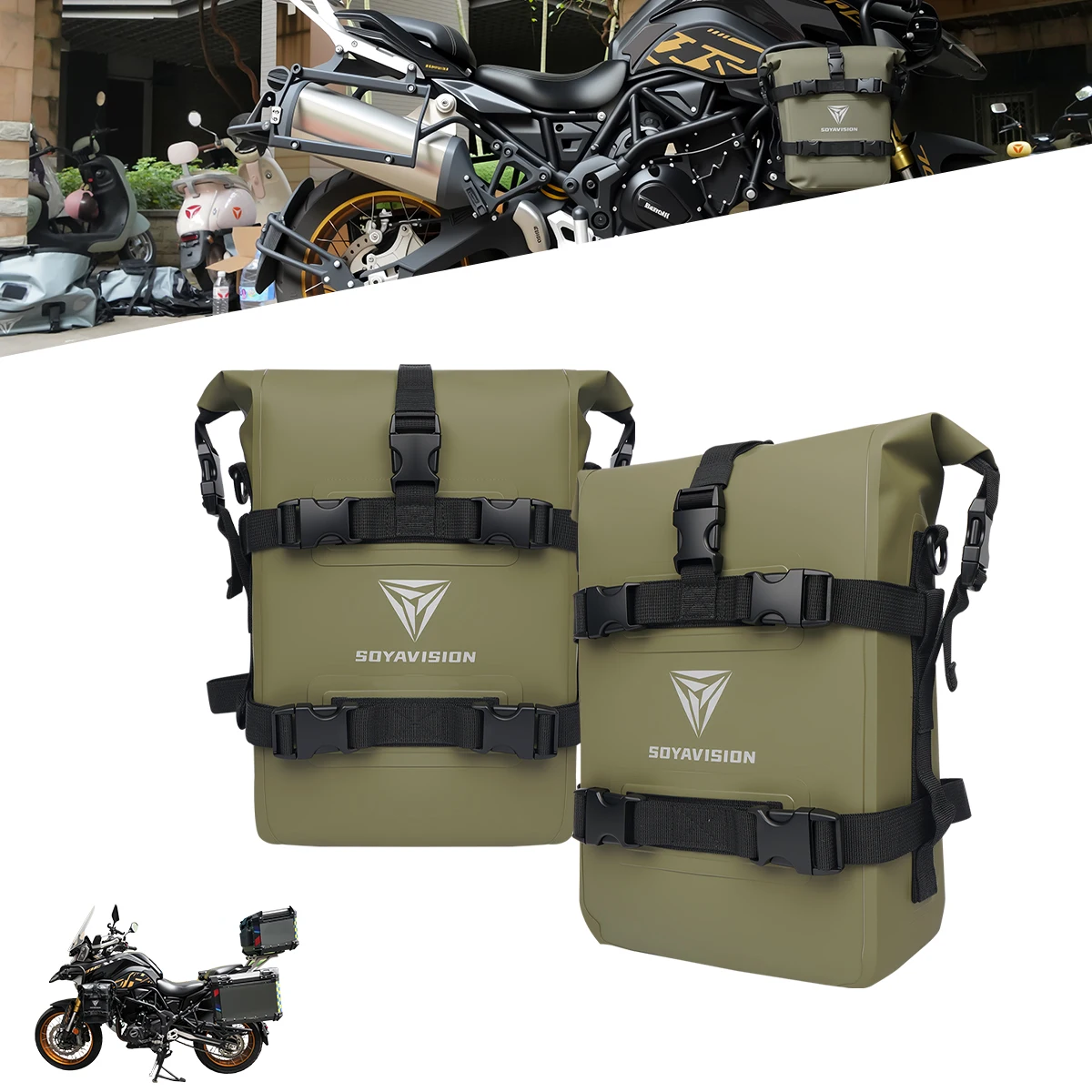 1/2 Stück Motorrad-Seitenrahmen-Sturzbügeltasche, Reparaturwerkzeug-Aufbewahrungstasche, Multifunktionale Motorrad-Tanktasche 8L 10L 12L Wasserdichte Taschen