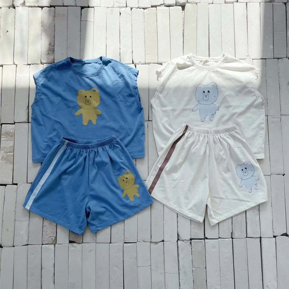 2025 Summer New Baby Short Sleeve Clothes Set Infant Boy Cute Bear Print T Shirts + Shorts 2pcs Suit Cotton Toddler Girl Outfits