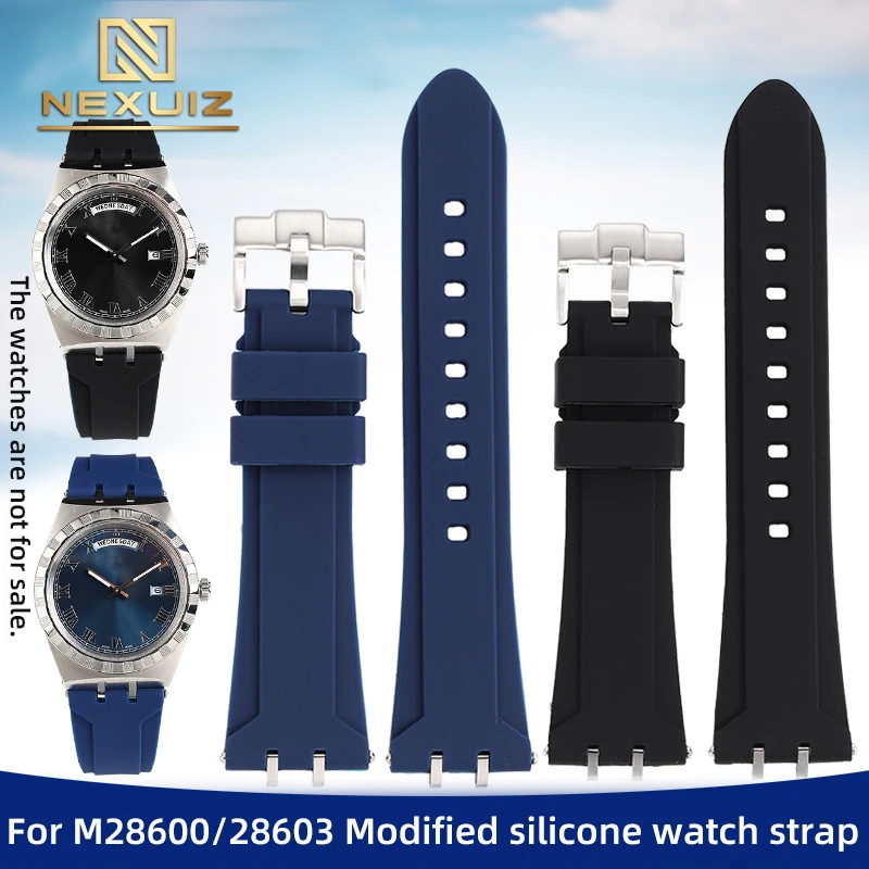 

Modified silicone watch strap For Tudor Royal Series 41mm Watches M28600 M28603 Rubber Watchband 24mm Black Blue Bracelet Soft