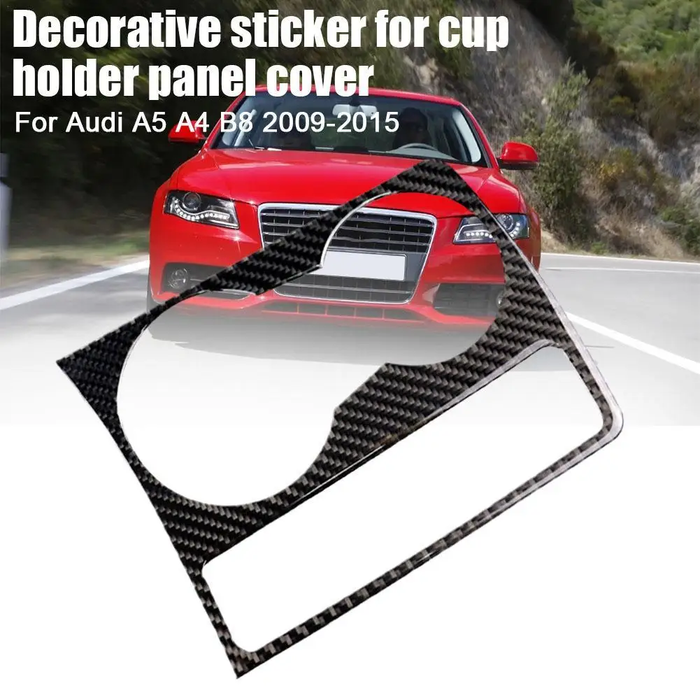 For Audi A5 A4 B8 2009-2015 Carbon Fiber Center Console Water Cup Holder Cover Trim Car Interior Styling Accessories