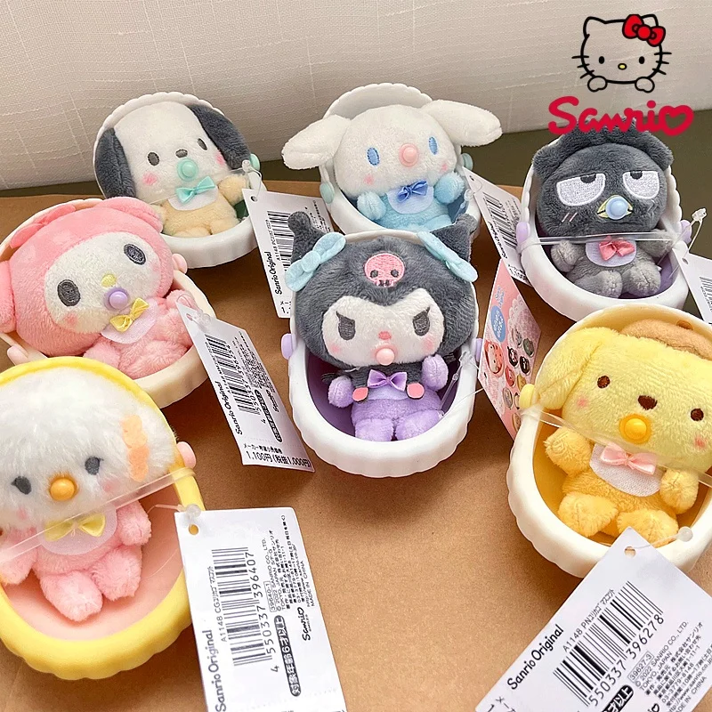 New Genuine Sanrio Cinnamoroll Hello Kitty Cradle Pacifier Baby Plush Doll Mymelody Kuromi Pochacco Stuffed Plushie Cartoon Gift