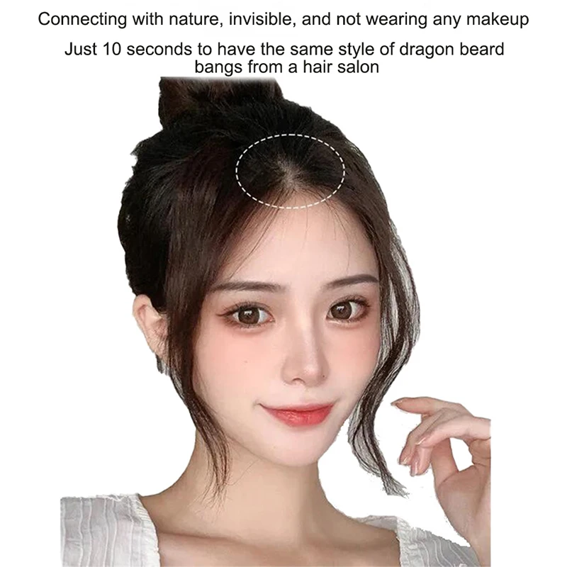 La versión mejorada de la peluca con flequillo Dragon Beard presenta un flequillo falso ligeramente rizado