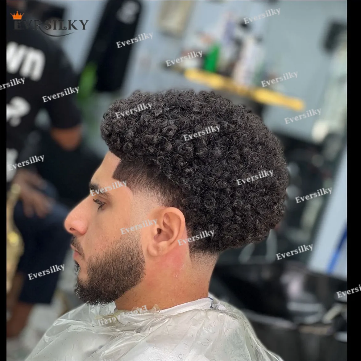 Prótesis capilar para hombres, peluca Natural Afro rizada de 8mm, 100% cabello humano, marrón, gris, micropiel, sistema completo de reemplazo de peluquín de PU para hombres