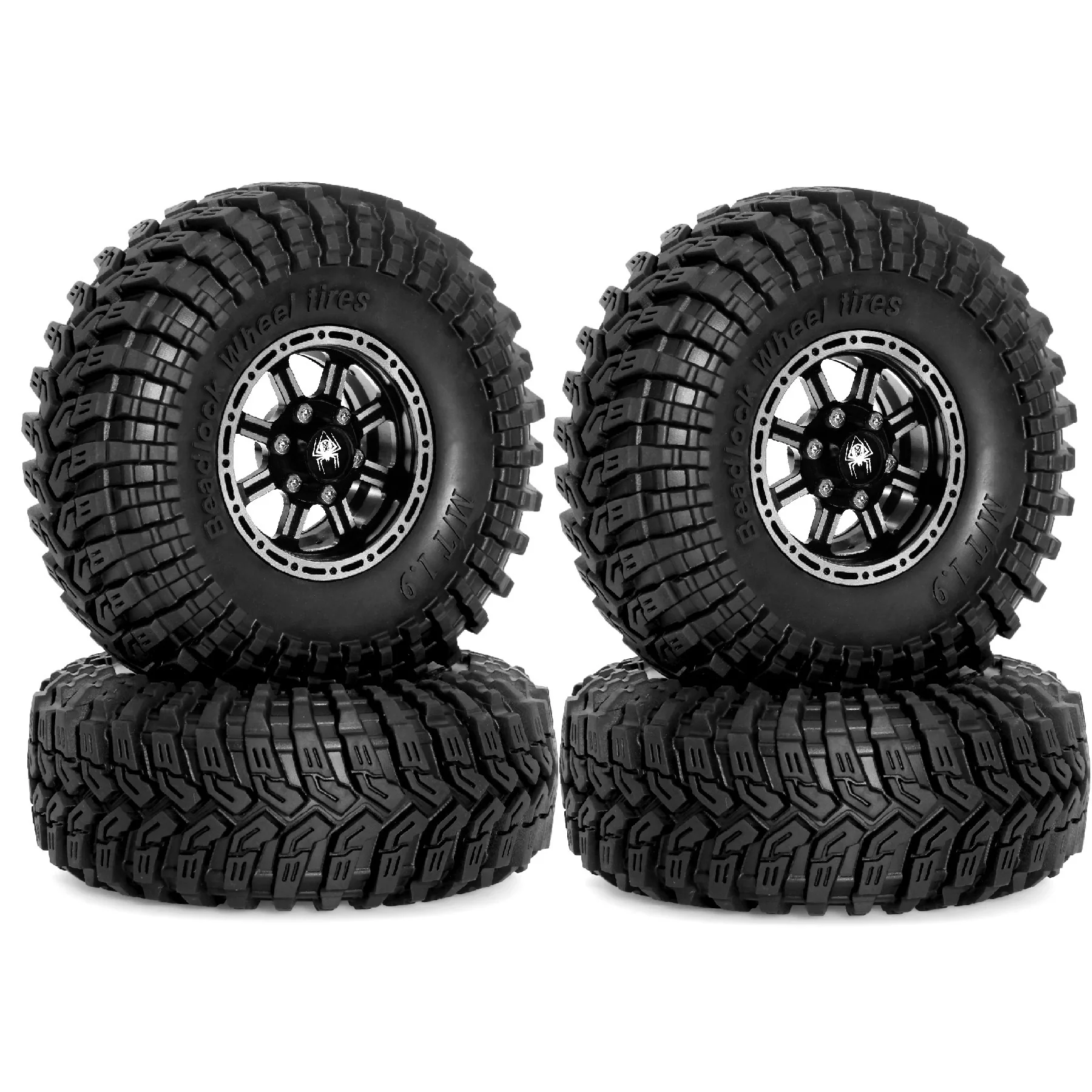 RC Wheel Tires Rims For SCX10 FCX10 UTB18 For TRX4 1/10 RC Crawler Car Mud Tires Set With Aluminum Beadlock Wheel Rims