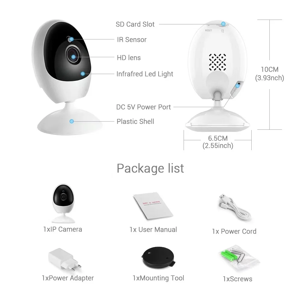 ICSEE 1080P Smart Home Indoor Camera Pet Monitor Security Protection Mini Wireless Fisheye Camera Two Ways Audio