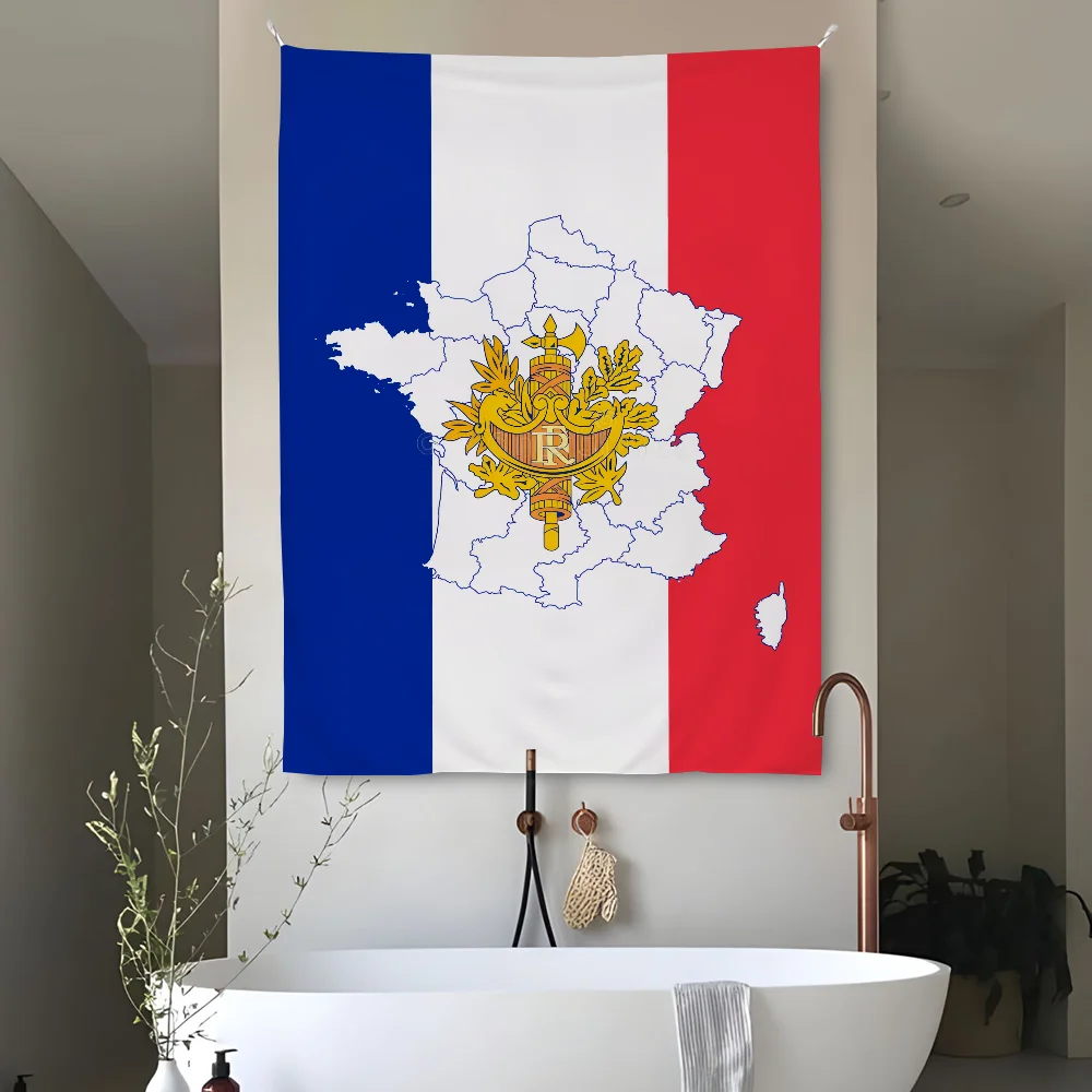 

France National Flag Map Emblem Tapestry Perfect For Home&Living Bedroom Decor Wall Art Backdrop Banner