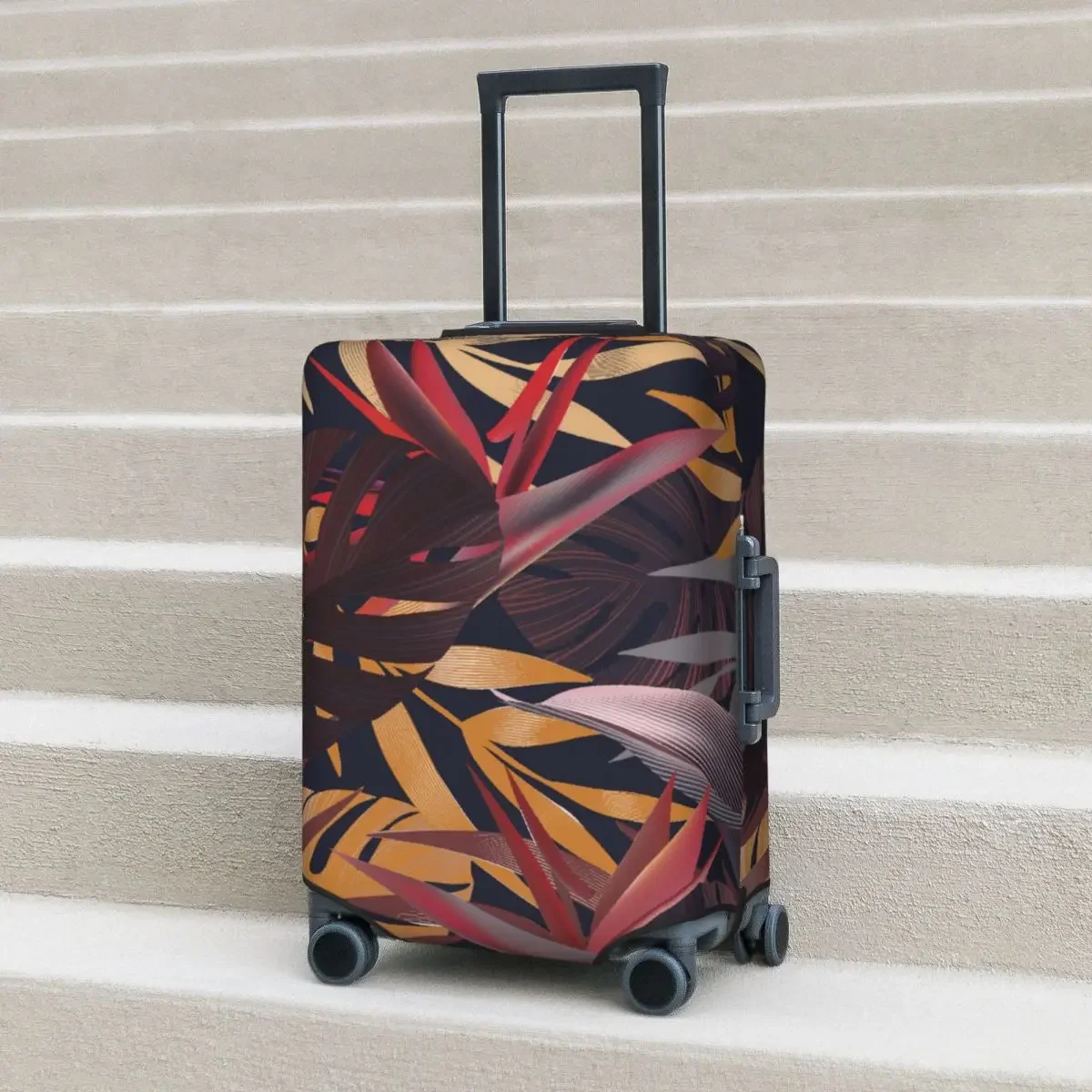 Autumn Leaves Suitcase Cover Tropical Plant Elastic Cruise Trip Protector Luggage Accesories Holiday