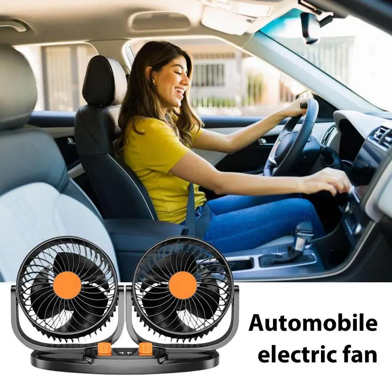 

Car Cooling Fan 24V Double Head USB Desk Fan Adjustable Dashboard Cooling Device With Strong Wind Low Noise Design For Indoor
