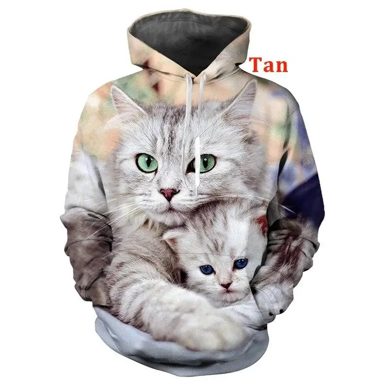 2024 Designer Couple Hoodies Kitten Print Autumn Winter Casual Loose Unisex Sweatshirt Fashion Street Y2K Clothing