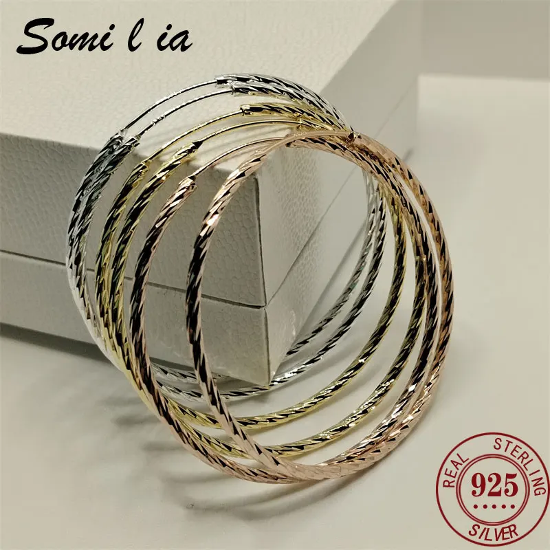 

Somilia - 925 Sterling Silver Round Earrings for Women Large Circle Piercing 18K Gold Hoop Earring Dropship Suppliers Rose Rings