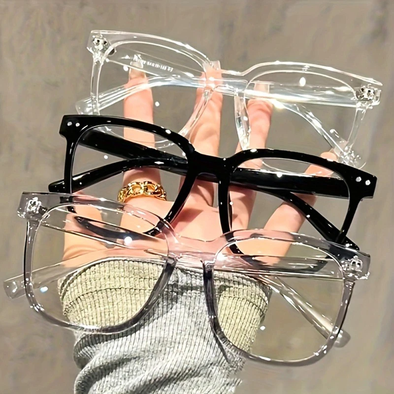 Universal Fashion Glasses Square-framed Glasses Fashionable Campus Style Clear Black Frame