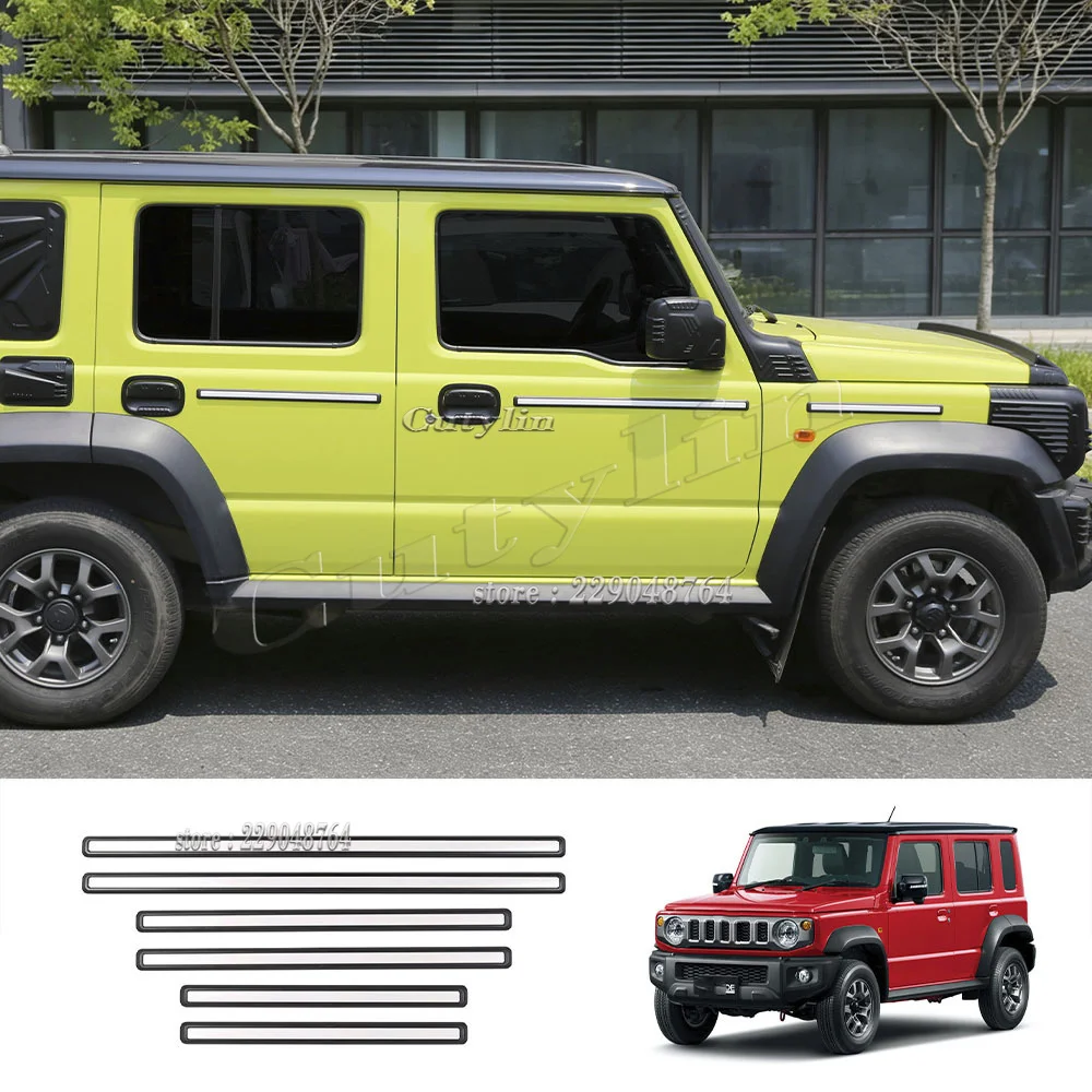 For Suzuki Jimny Nomade 2025 2026 5door ABS Car Body Side Molding Trim Strip Door Side Decorative Sticker Exterior Accessories