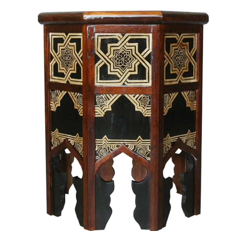 Southeast Asian style solid wood furnishings corner table Thai furniture ST141 Moroccan hand-painted sofa side corner table