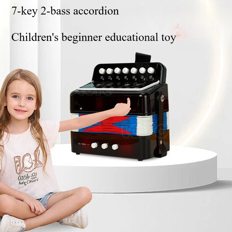 7 keys 8 bass accordion black, student children's beginner puzzle instrument