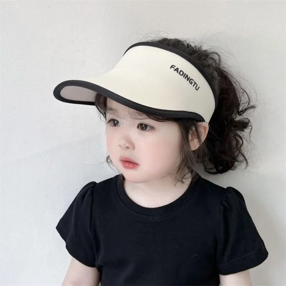 

New Empty Top Cap Children Sun Protection Hat Cotton UV Protection Breathable Wide Brim Summer Beach Hats for Boys Girls